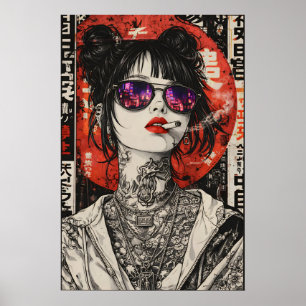 Japanse Street Art Poster, Portret van stedelijk m Poster