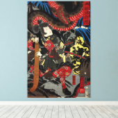 Japanse strijder tegen de reuzenslang canvas afdruk (Insitu (Houten vloer))