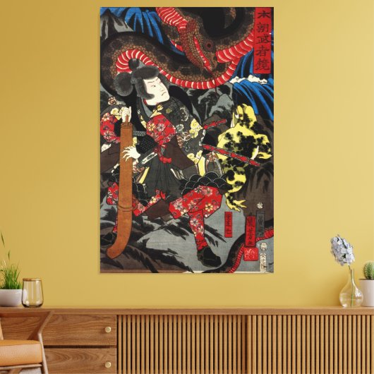 Japanse strijder tegen de reuzenslang canvas afdruk (Insitu (Woonkamer))