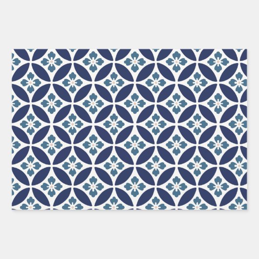 Japanse STROMEN EN ZWEEKWEEKSTALEN, wit en blauw Inpakpapier Vel (Voorkant)