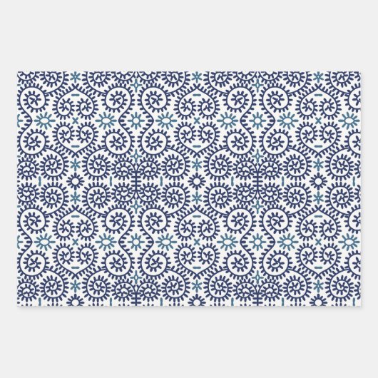 Japanse STROMEN EN ZWEEKWEEKSTALEN, wit en blauw Inpakpapier Vel (Voorkant 3)