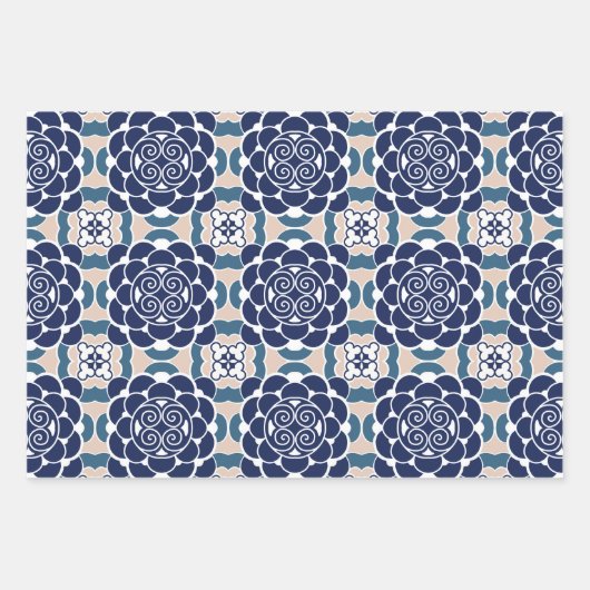 Japanse STROOM EN KOI FISH white and blue CREAM Inpakpapier Vel (Voorkant 3)