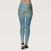 JAPANSE STROOM EN VOGELS OP BLAUWE Leggings (Achterkant)