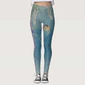 JAPANSE STROOM EN VOGELS OP BLAUWE Leggings (Voorkant)