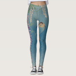 JAPANSE STROOM EN VOGELS OP BLAUWE Leggings