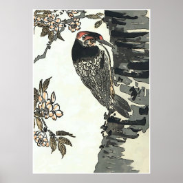 Japanse Style Woodpecker Poster