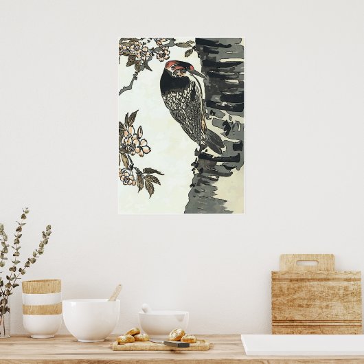 Japanse Style Woodpecker Poster (Keuken)