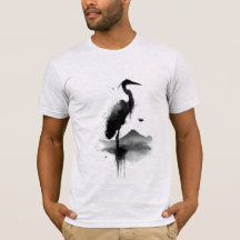 Japanse Sumi-e Inkt Wash Kraan Zen T-shirt