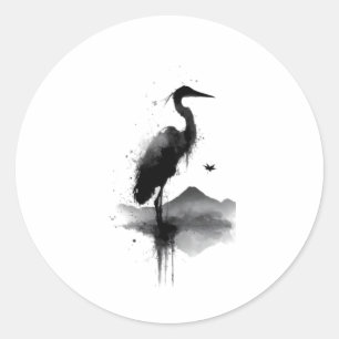Japanse Sumi-e Kraan Zen Sticker