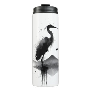 Japanse Sumi-e Kraan Zen Thermische Tumbler Thermosbeker