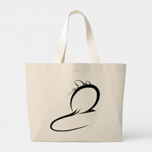 Japanse Sumi E penseelstreek schildermuis Grote Tote Bag (Achterkant)