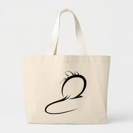 Japanse Sumi E penseelstreek schildermuis Grote Tote Bag (Voorkant)