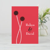 Japanse Sumi-e Red & Black Wedding Uitnodiging (Staand voorkant)