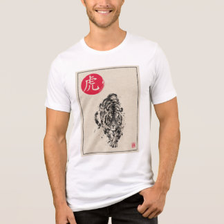 Japanse Sumi-e Tijger– Traditionele Inktwaskunst Tri-Blend Shirt