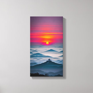Japanse Sunset Canvas Muurkunst