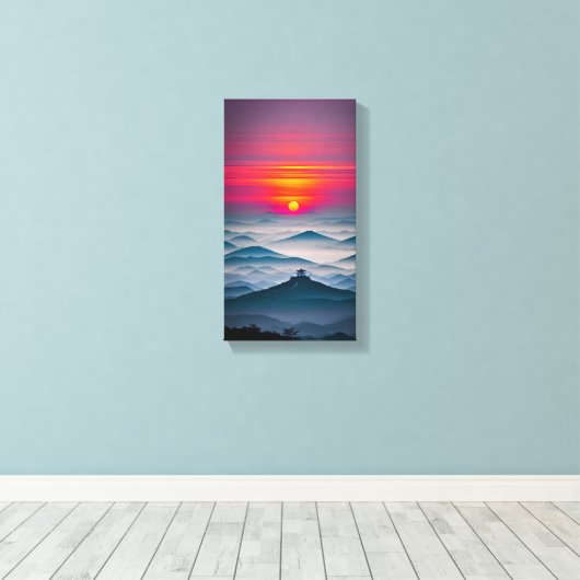 Japanse Sunset Canvas Muurkunst (Insitu (Houten vloer))
