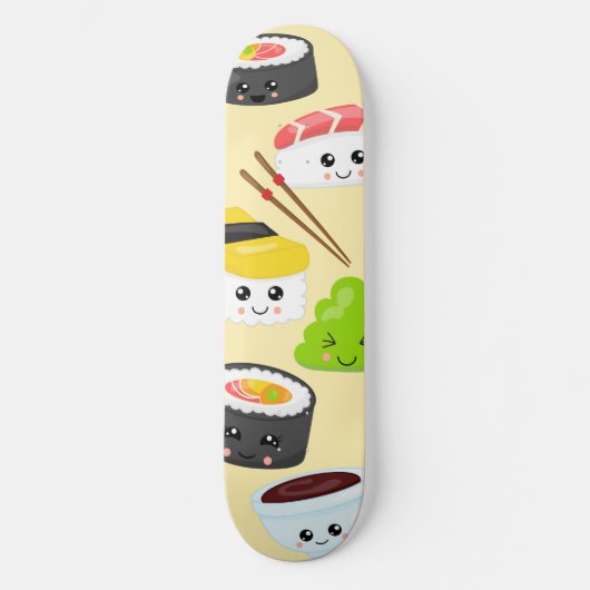 Japanse Sushi Cute Kawaii Trendy Girly Persoonlijk Skateboard (Voorkant)