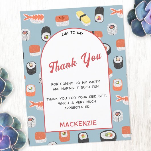 Japanse sushi dank u briefkaart