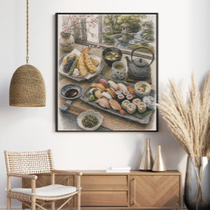 Japanse Sushi en Tempura Feest Poster