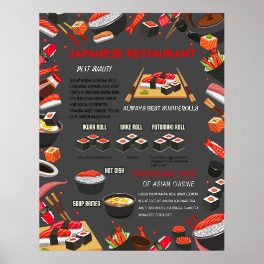 Japanse sushi food bar restaurant poster (Voorkant)
