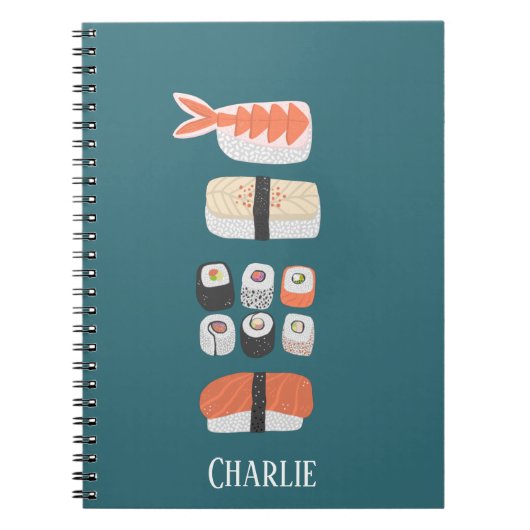 Japanse sushi-liefhebber gepersonaliseerd notitieboek (Voorkant)