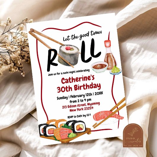 Japanse Sushi Night Verjaardag Uitnodiging