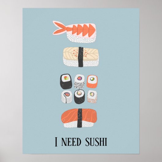 Japanse Sushi Nigiri Maki Roll Aangepaste Tekst Poster (Voorkant)