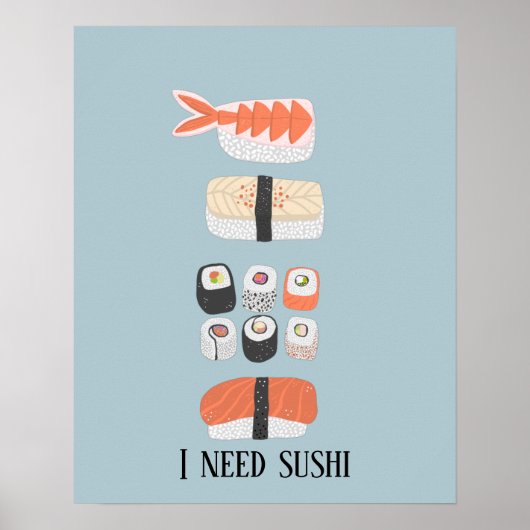 Japanse Sushi Nigiri Maki Roll Aangepaste Tekst Poster (Voorkant)