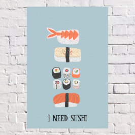 Japanse sushi Nigiri Maki Roll Custom Text Poster