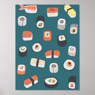 Japanse Sushi Nigiri Maki Roll Poster