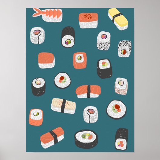 Japanse Sushi Nigiri Maki Roll Poster (Voorkant)