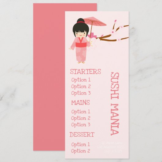 Japanse sushi-restaurant leuk dinermenu menu (Voorkant / Achterkant)