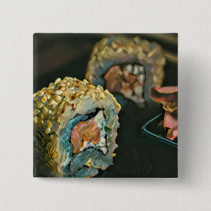 Japanse sushi vierkante button 5,1 cm
