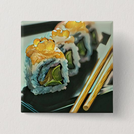 Japanse sushi vierkante button 5,1 cm (Voorkant)