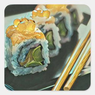 Japanse sushi vierkante sticker