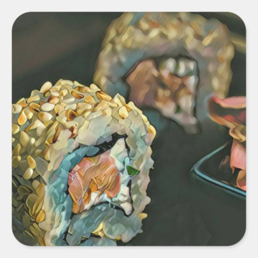 Japanse sushi vierkante sticker (Voorkant)