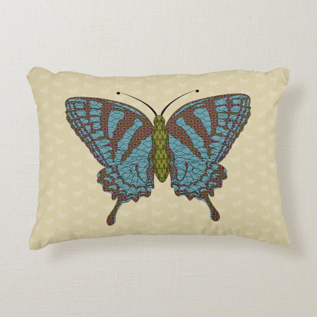 Japanse Swallowtail Accent Pillow Kussen (Voorkant)