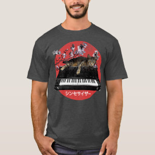 Japanse Synthesizer Cat Cherry Blossom T-shirt