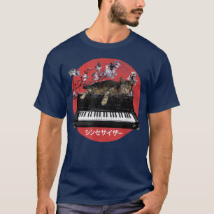 Japanse Synthesizer Cat Cherry Blossom T-shirt