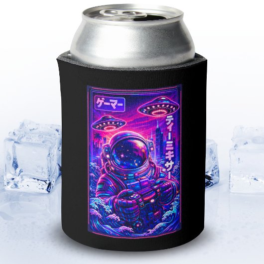 Japanse Synthwave Sci-Fi UFO Astronaut Cool Gamer Blikjeskoeler