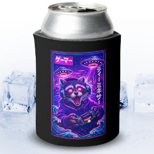 Japanse Synthwave Sci-Fi UFO Wasbeer Coole Gamer Blikjeskoeler