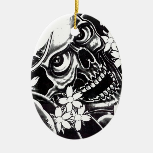 Japanse tatoeage schedel keramisch ornament (Voorkant)
