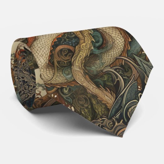 Japanse Tattoo geïnspireerde structuurdraak Stropdas (Opgerold)