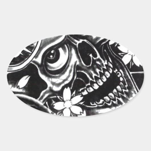 Japanse tattoo ovale sticker (Voorkant)