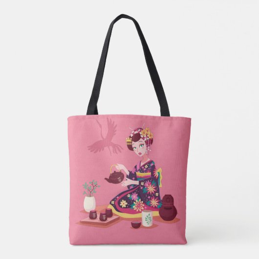 Japanse Tea-ceremonie, Crane Tote Bag (Achterkant)