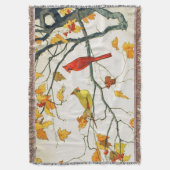  Japanse tekening, Kardinalen op een tak Deken (Voorkant Verticaal)