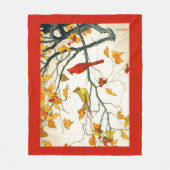  Japanse tekening, Kardinalen op een tak Fleece Deken (Voorkant)