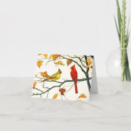  Japanse tekening, Kardinalen op een tak Kaart