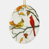  Japanse tekening, Kardinalen op een tak Keramisch Ornament (Rechts)