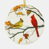  Japanse tekening, Kardinalen op een tak Keramisch Ornament (Voorkant)